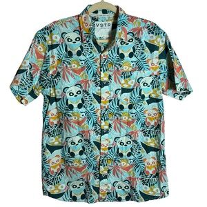 VSTR Jungle Panda Men's Button Up Shirt, Medium